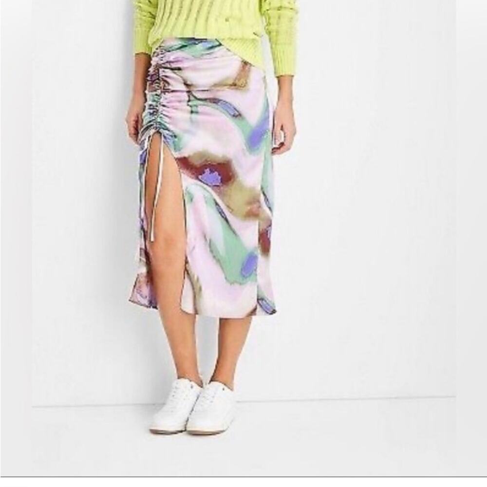 NWT Future Collective Marbeled Silk Midi Skirt Size 16